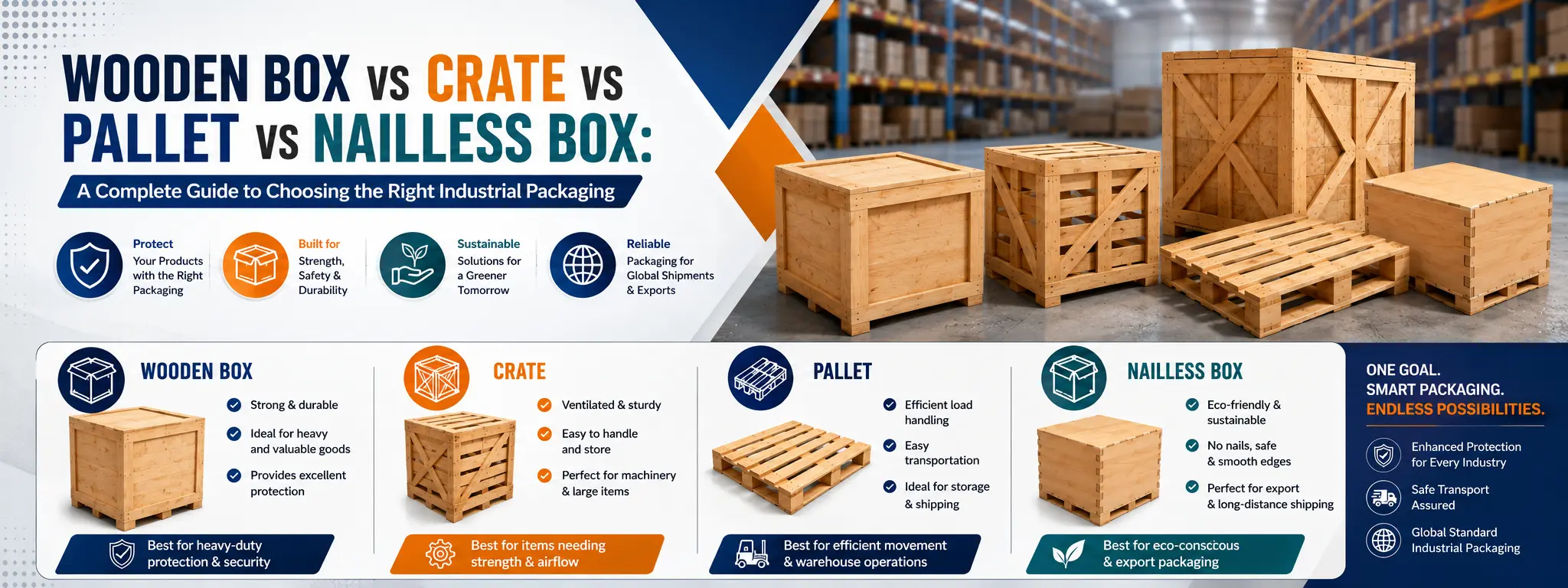 Wooden Box vs Crate vs Pallet vs Nailless Box: A Complete Guide to Choosing the Right Industrial Packaging